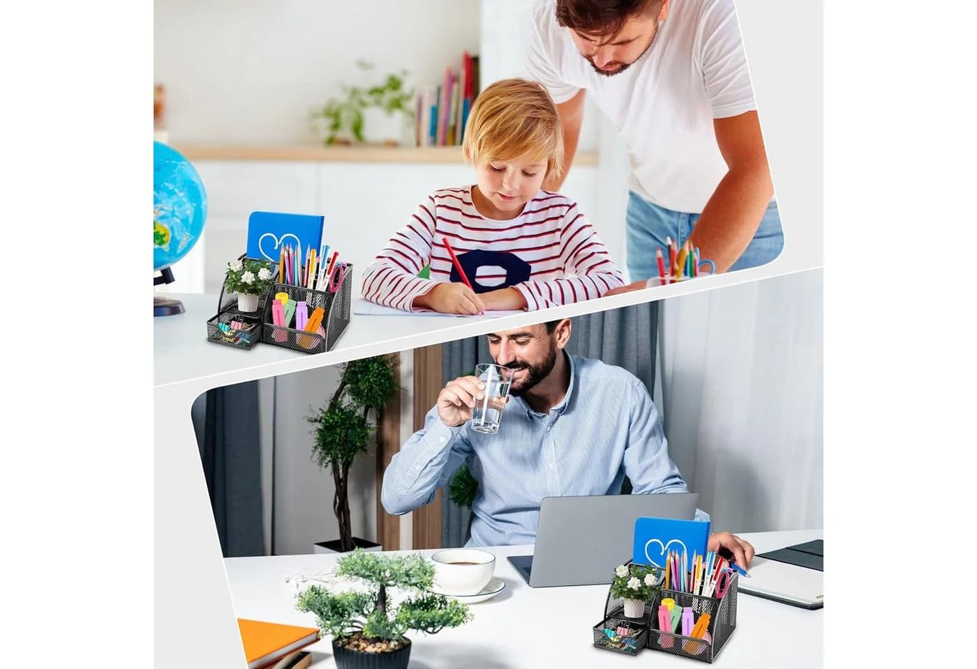 HT Schreibtisch Organizer Mesh Metall Platzsparendes Desk Organizer für Büro Zuhause Schule - Bild 5