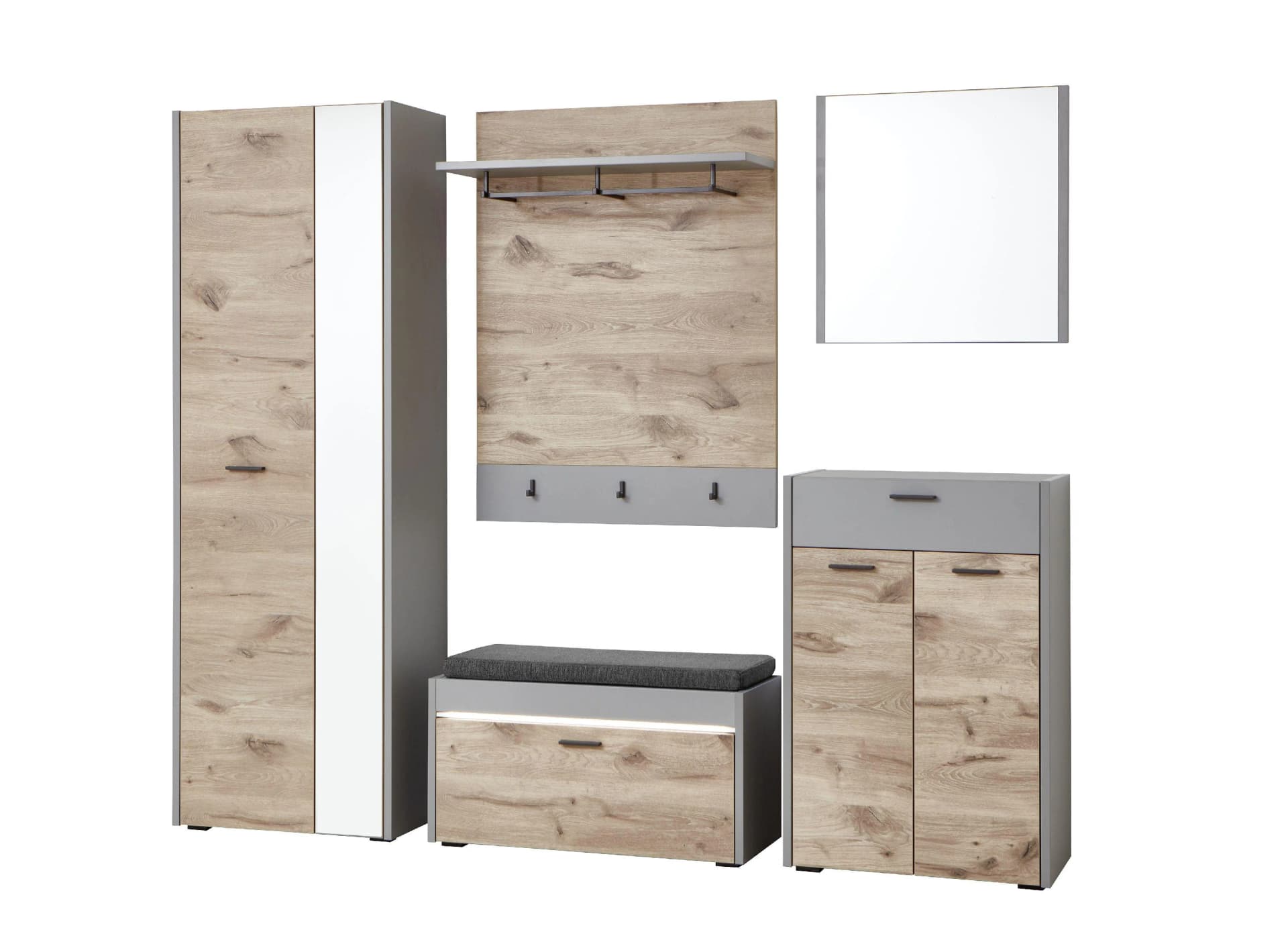 Garderobe vito SERATA Grau mit Frontbeleuchtung