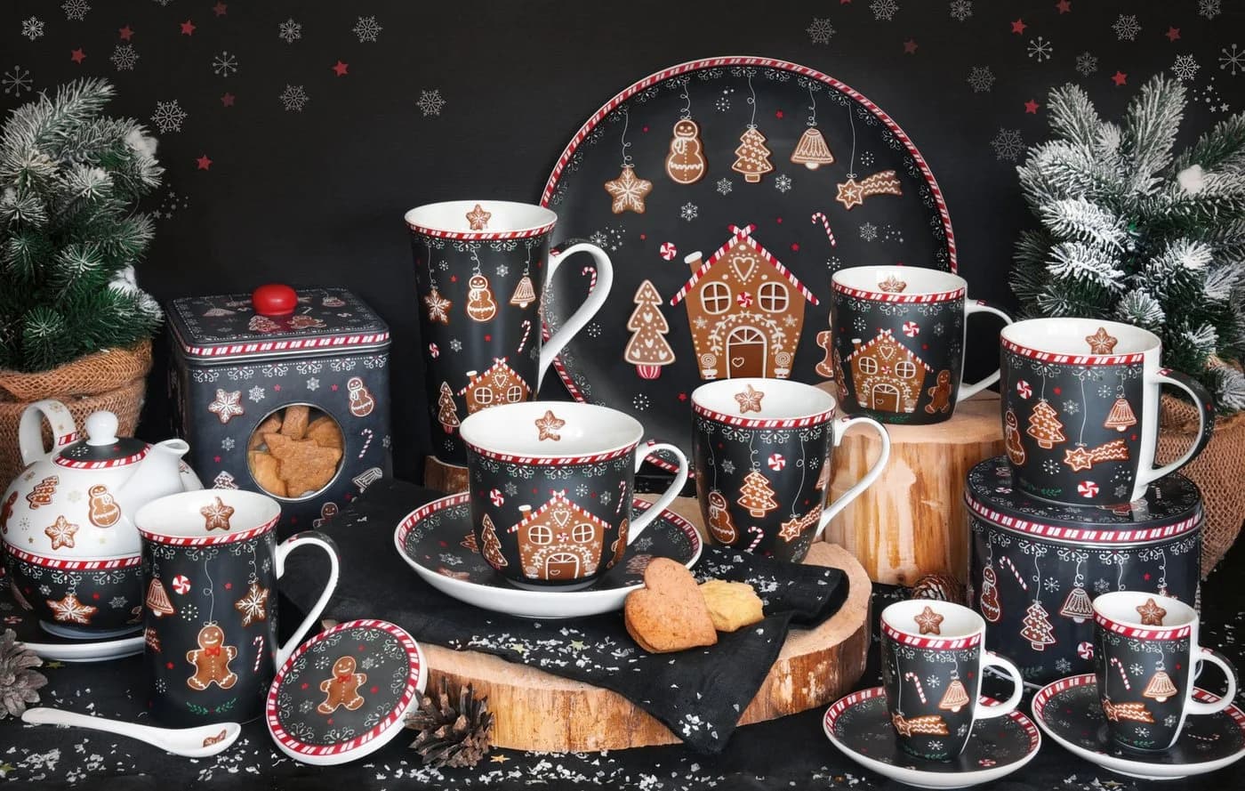 EasyLife Kuchenteller Gingerbread Lebkuchenmann Motiv Porzellan - Bild 4