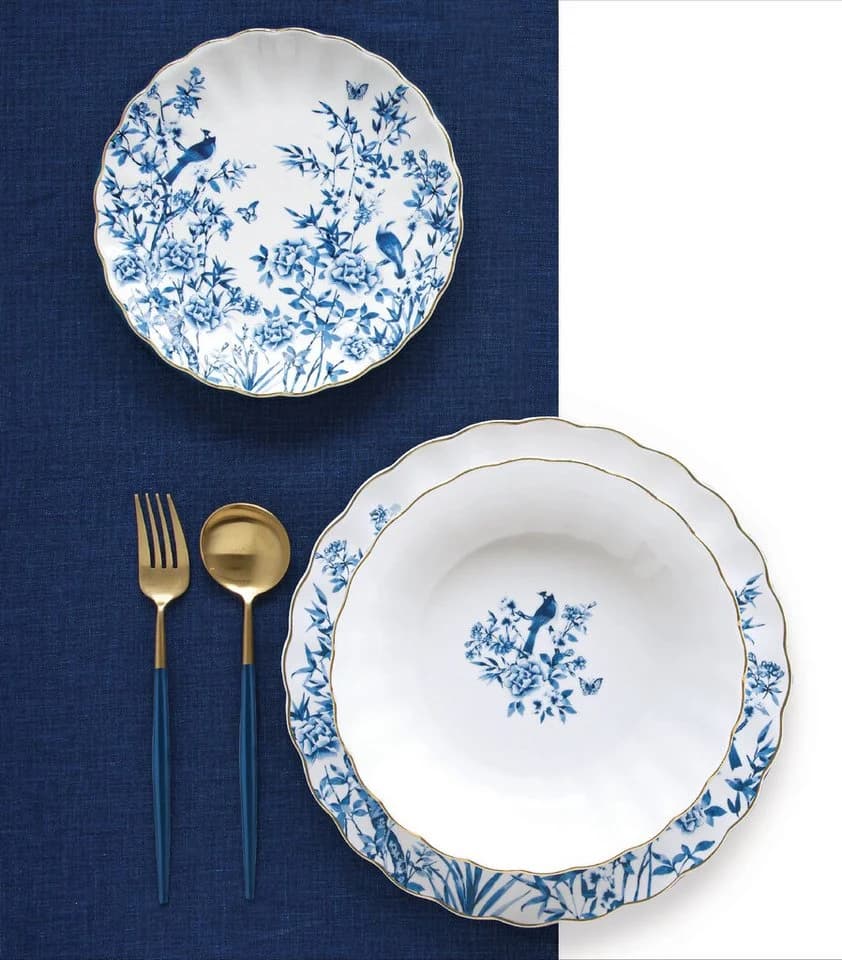 EasyLife Tasse Paradise Garden Porzellan Weiß-Blau mit Goldrand - Bild 5