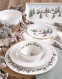 EasyLife Kuchenteller Chalet Porzellan Weiß Grau Wintermotiv Bild 1