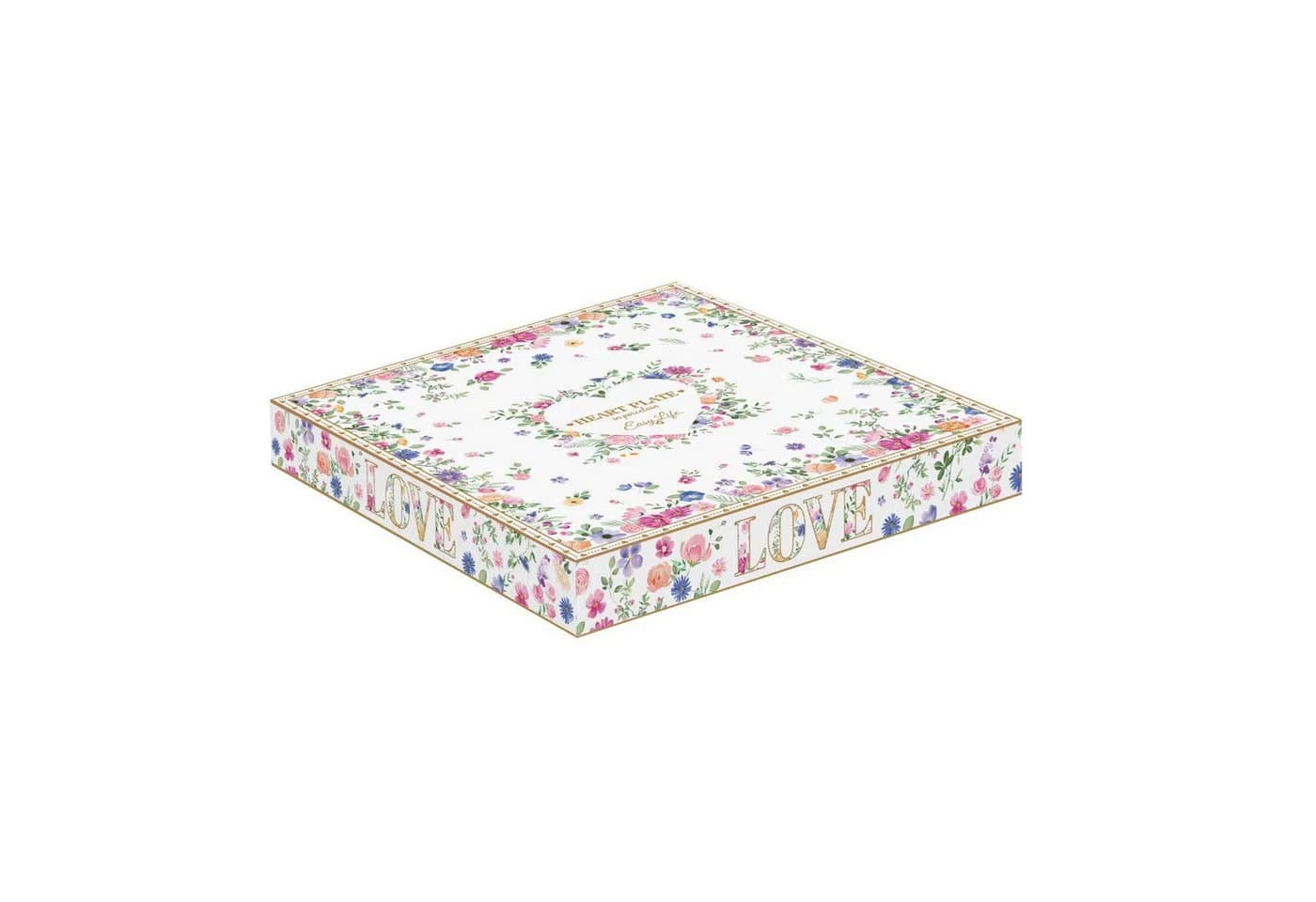 EasyLife Servierplatte Mon Amour Porzellan Herzen & Blumen