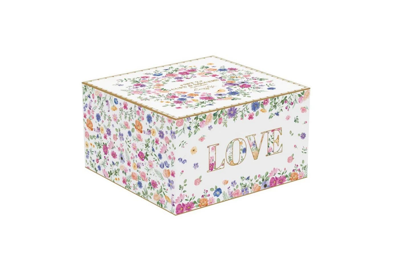EasyLife Tassen-Set Mon Amour Porzellan Herzen & Blumen
