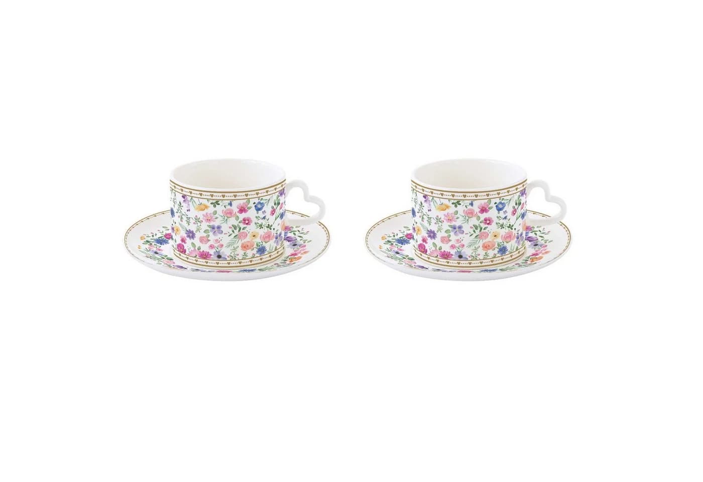 EasyLife Tassen-Set Mon Amour Porzellan Herzen & Blumen - Bild 2