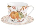 EasyLife Frühstückstasse Harvest Herbst Porzellan Mehrfarbig mit Untertasse Bild 2