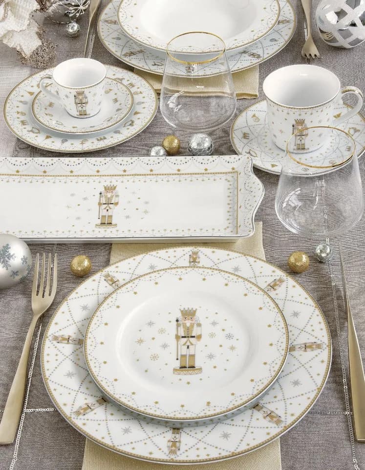 EasyLife Papierserviette Royal Nutcracker Weiß/Gold Grau Motiv