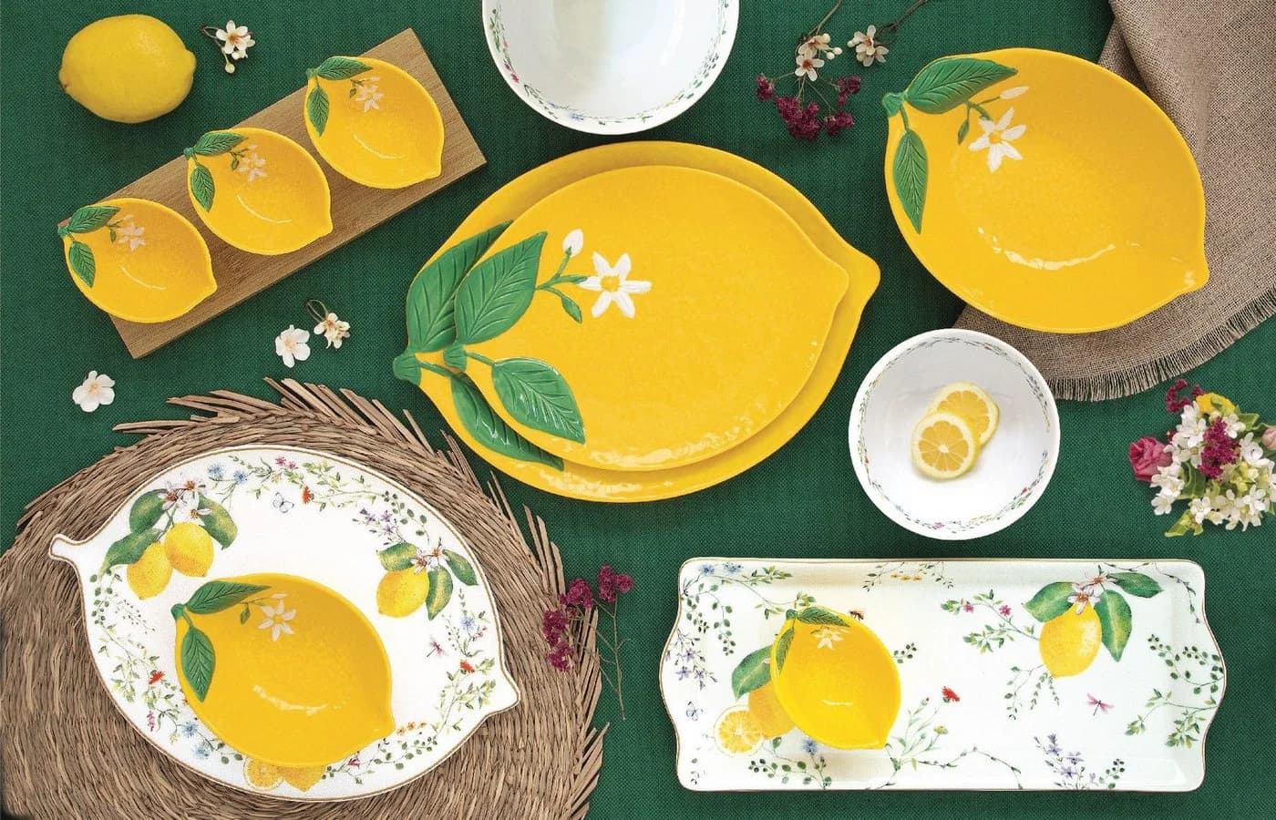 EasyLife Speiseteller Fleurs et Citrons Zitronenmotiv Porzellan - Bild 4