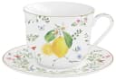 EasyLife Frühstückstasse Fleurs et Citrons Porzellan Weiß/Gelb/Grün Bild 2