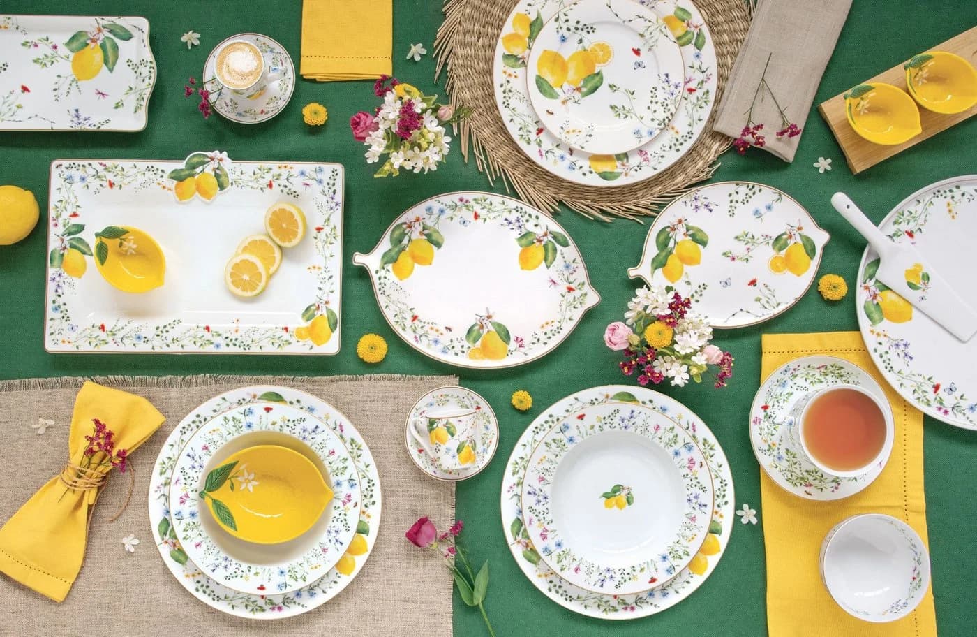 EasyLife Müslischüssel Fleurs et Citrons Porzellan Zitronenmotiv