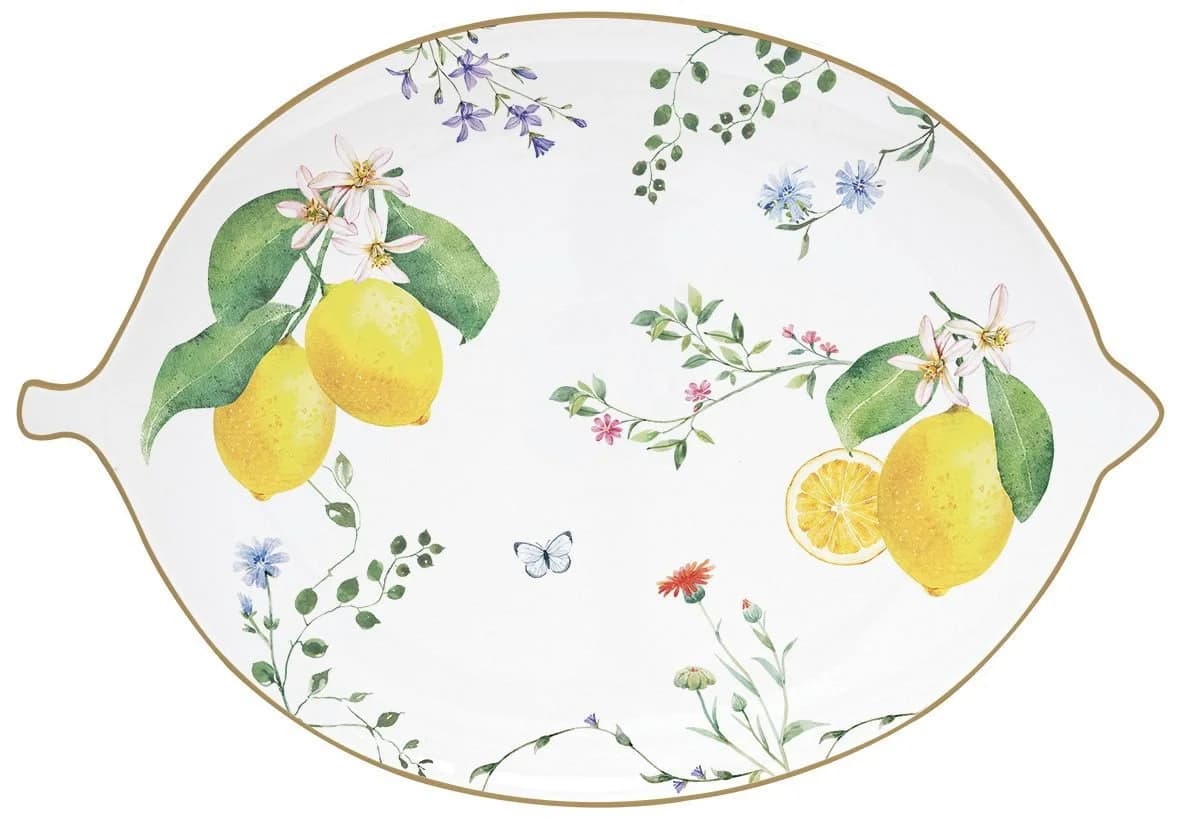 EasyLife Servierplatte Fleurs et Citrons Oval Porzellan Zitronenmotiv - Bild 2