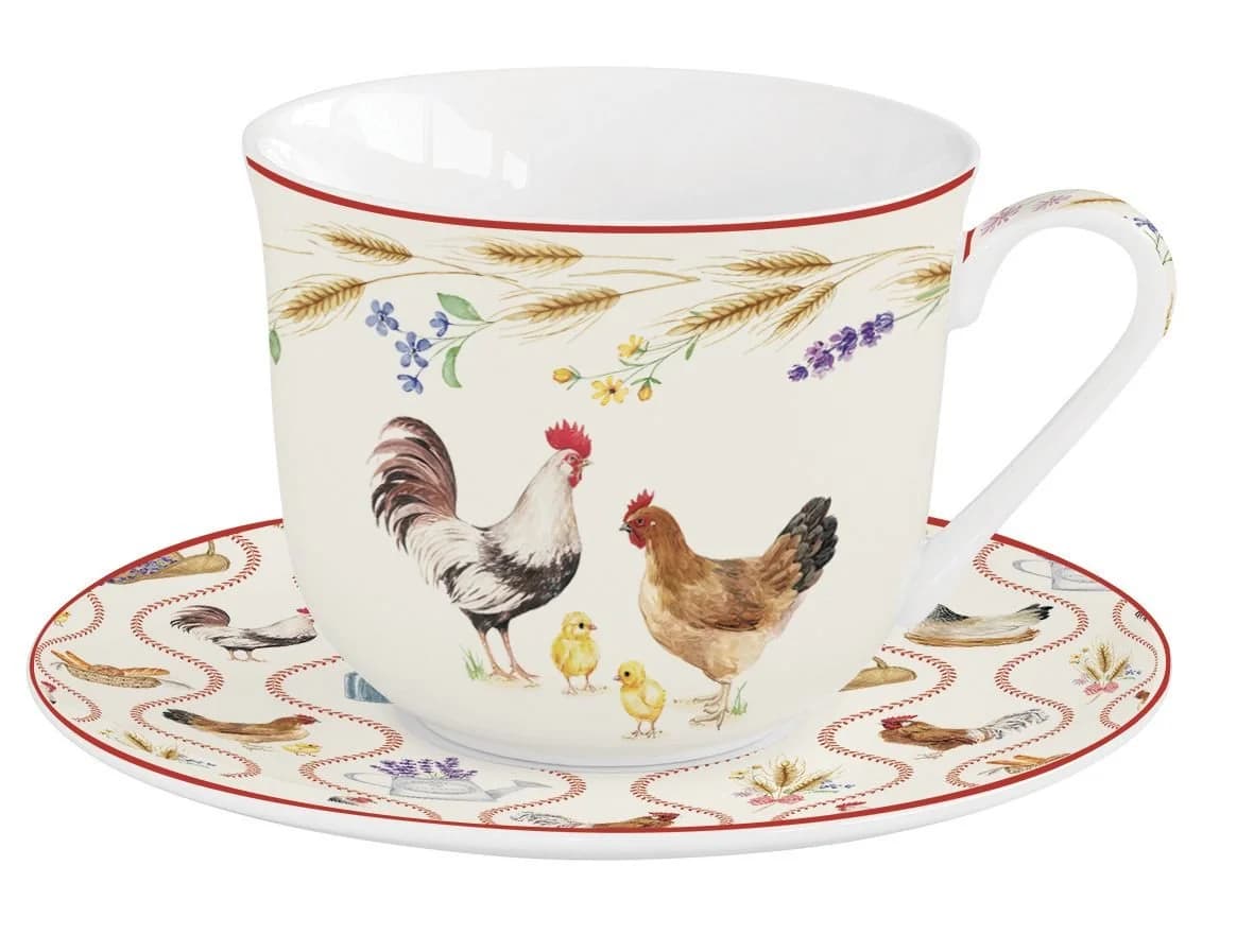 EasyLife Tasse Country Life Porzellan Mehrfarbig Hühner - Bild 2