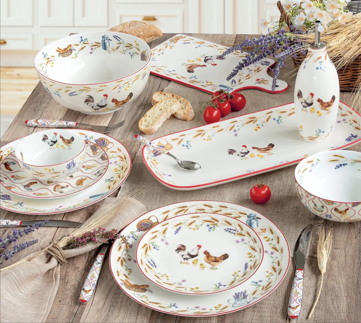 EasyLife Frühstücksteller Country Life Bunt Weiß Porzellan