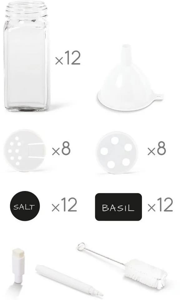 Metaltex Shake-It Gewürzstreuer Set 12-tlg. Glas transparent
