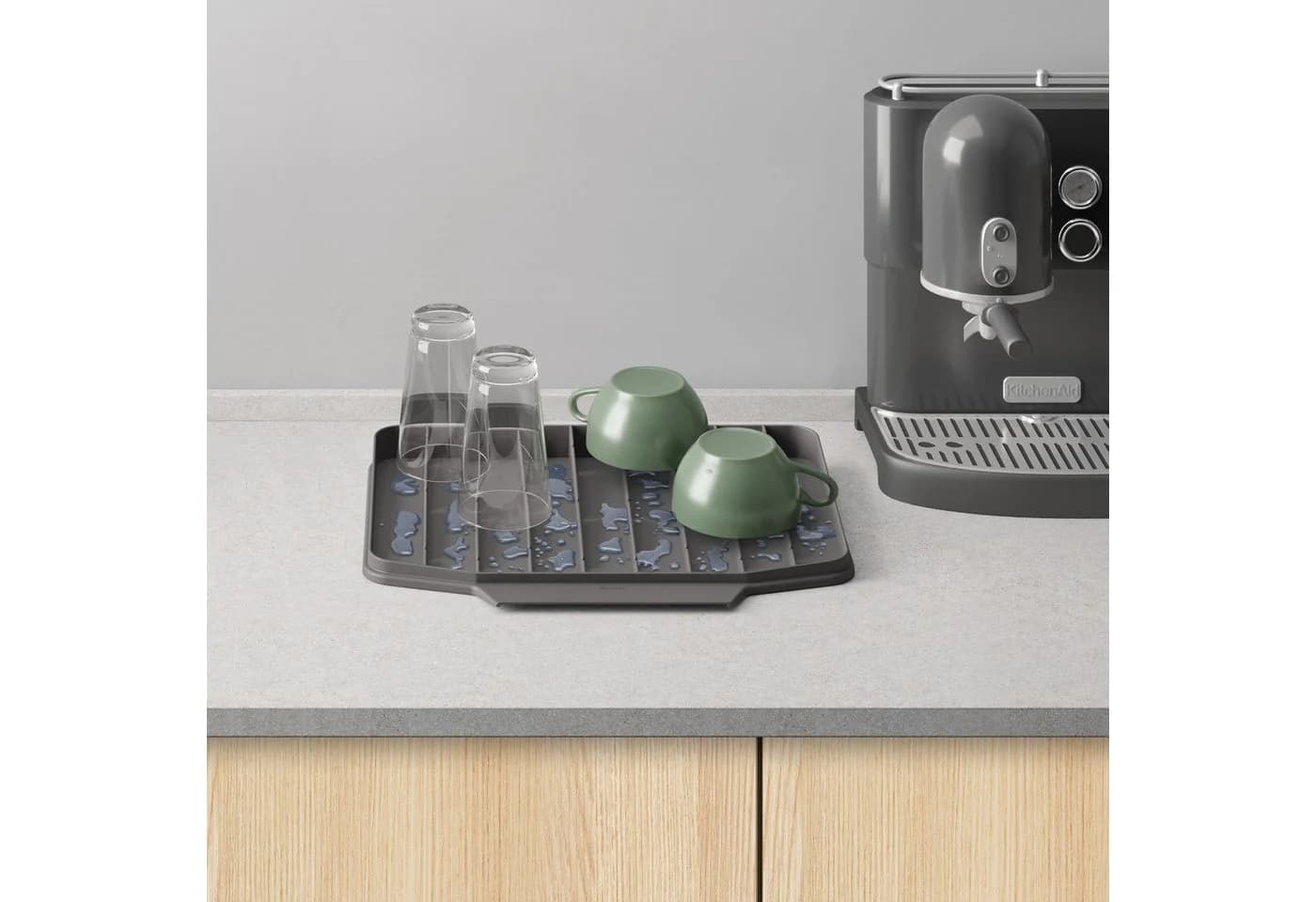 Metaltex Abtropfmatte Gravity-Duo Grau Kunststoff Geschirrständer
