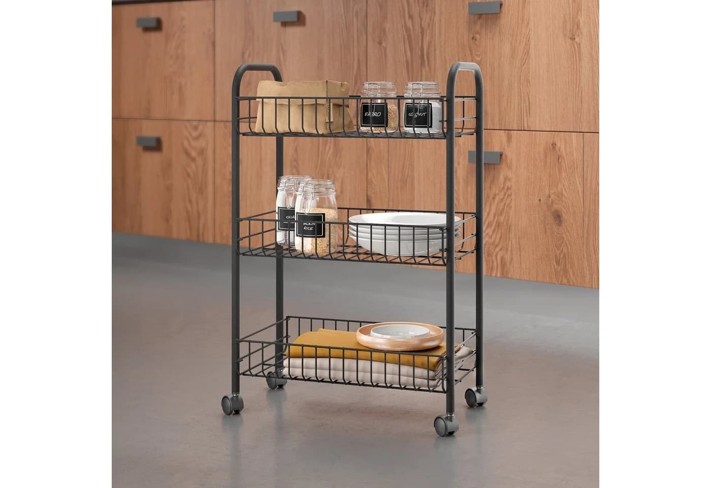 Metaltex Rollwagen Lugano Lava Industrial Look 3 Etagen Schwarz
