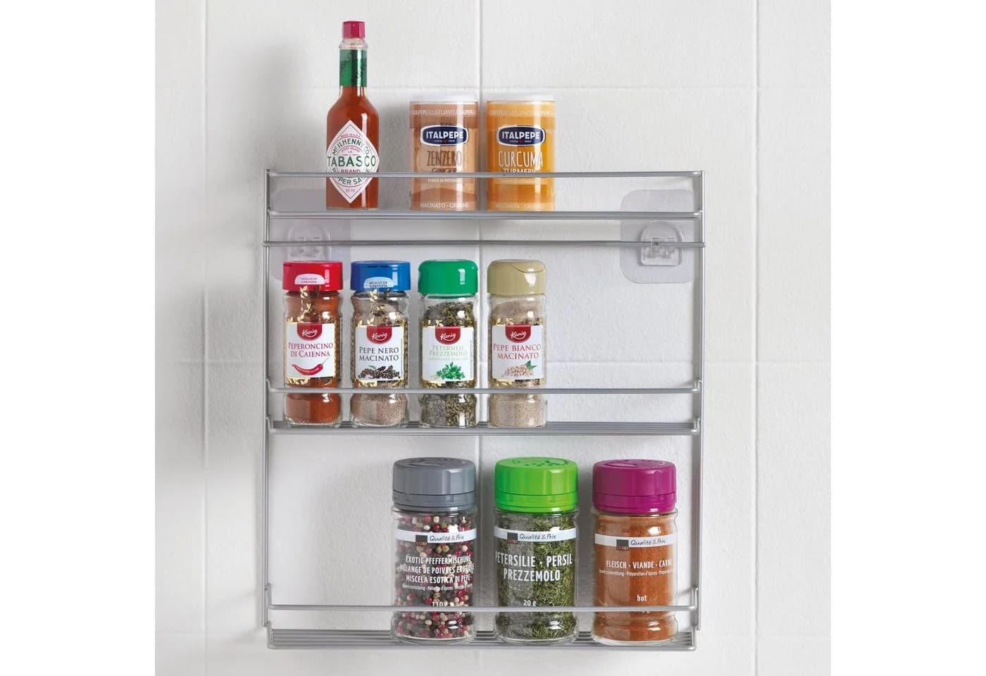 METALTEX Gewürzregal Paprika-3 silbermetallic 3 Etagen Wandmontage