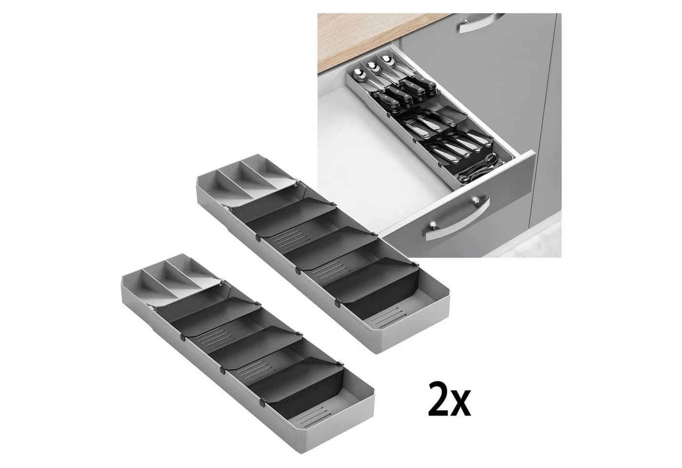METALTEX Schubladeneinsatz Grau Ausziehbar 2er Set - Bild 2