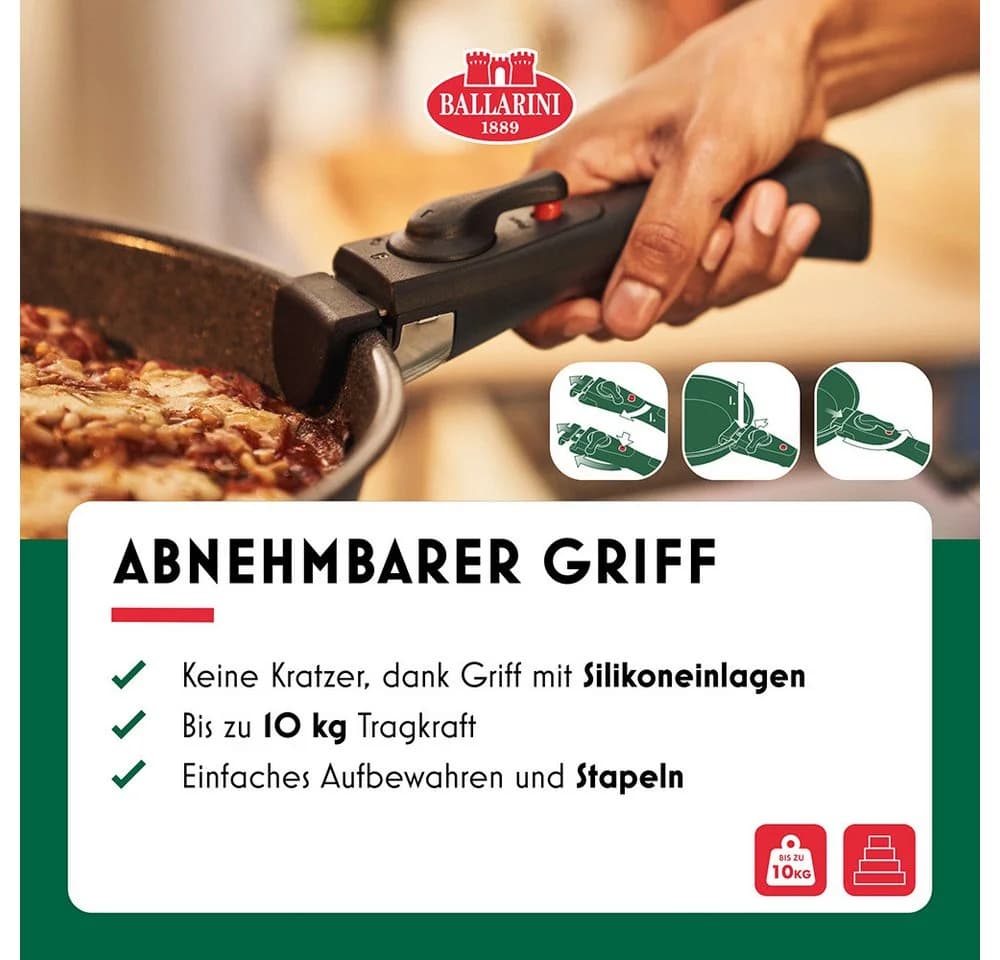 BALLARINI Bratpfanne Torre 28 cm Keramikbeschichtung Abnehmbarer Griff - Bild 4