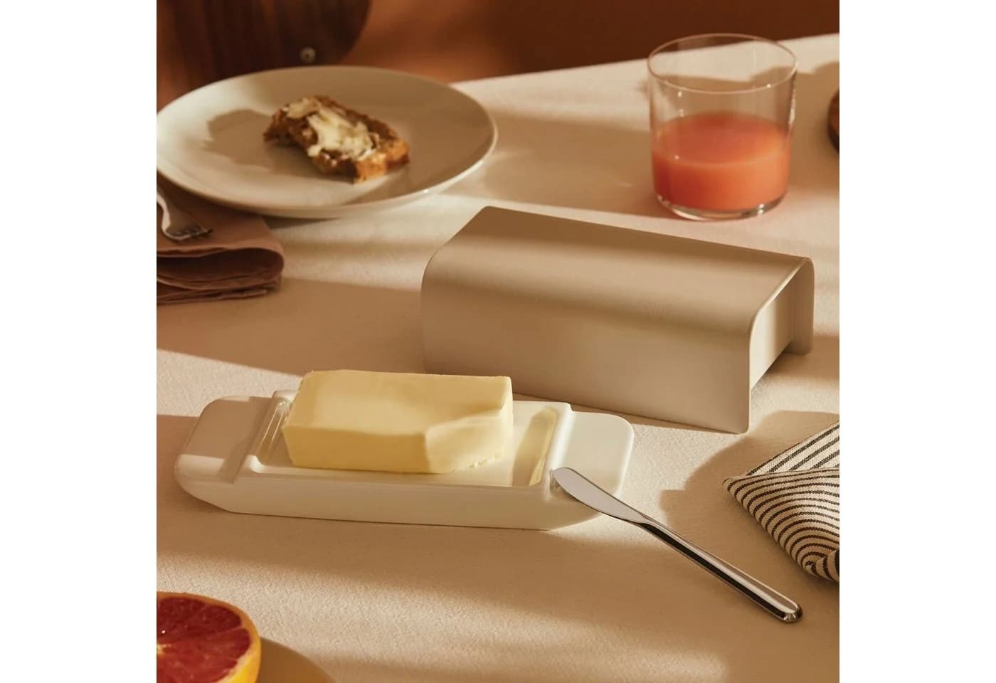 Alessi Butterdose Mattina Warm Grey Porzellan Metall - Bild 2