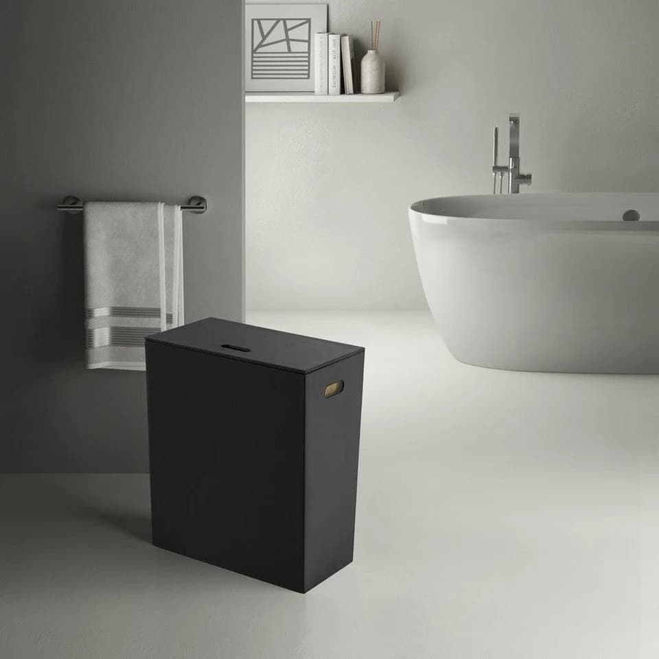 Gedy Wäschekorb LUXURY Schwarz Kunstleder