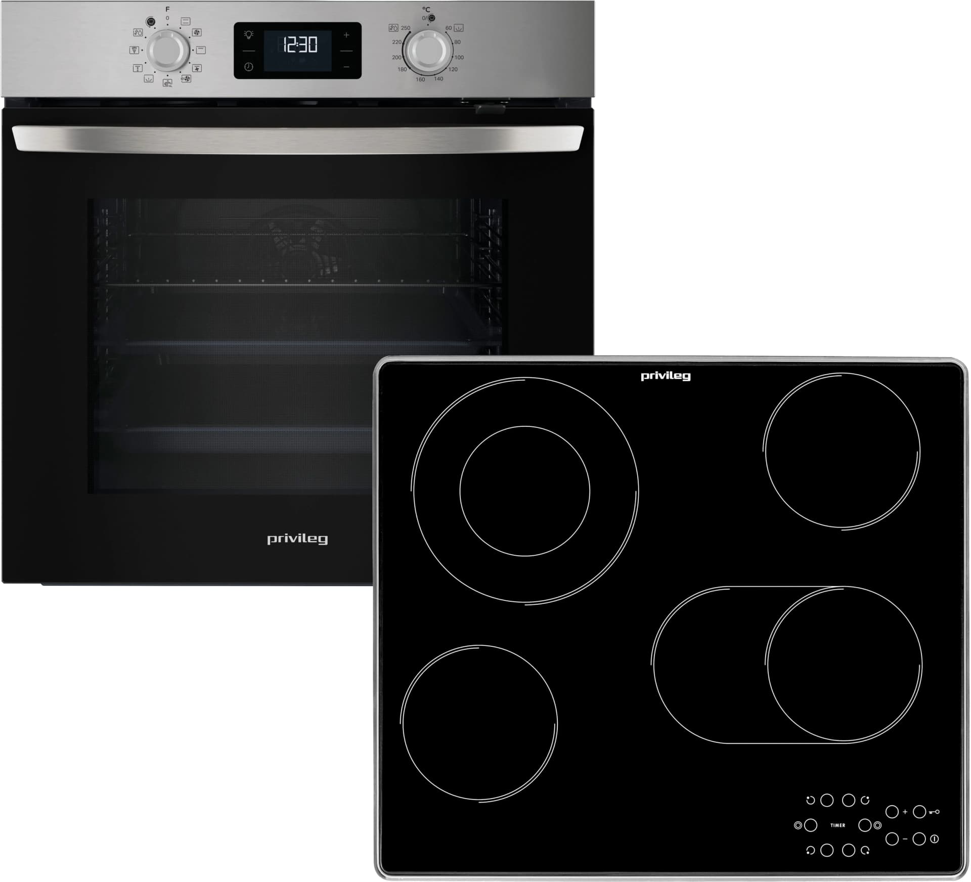 PRIVILEG Backofen-Set "BAKO Turn&Cook 310" ECO Heißluft Edelstahl