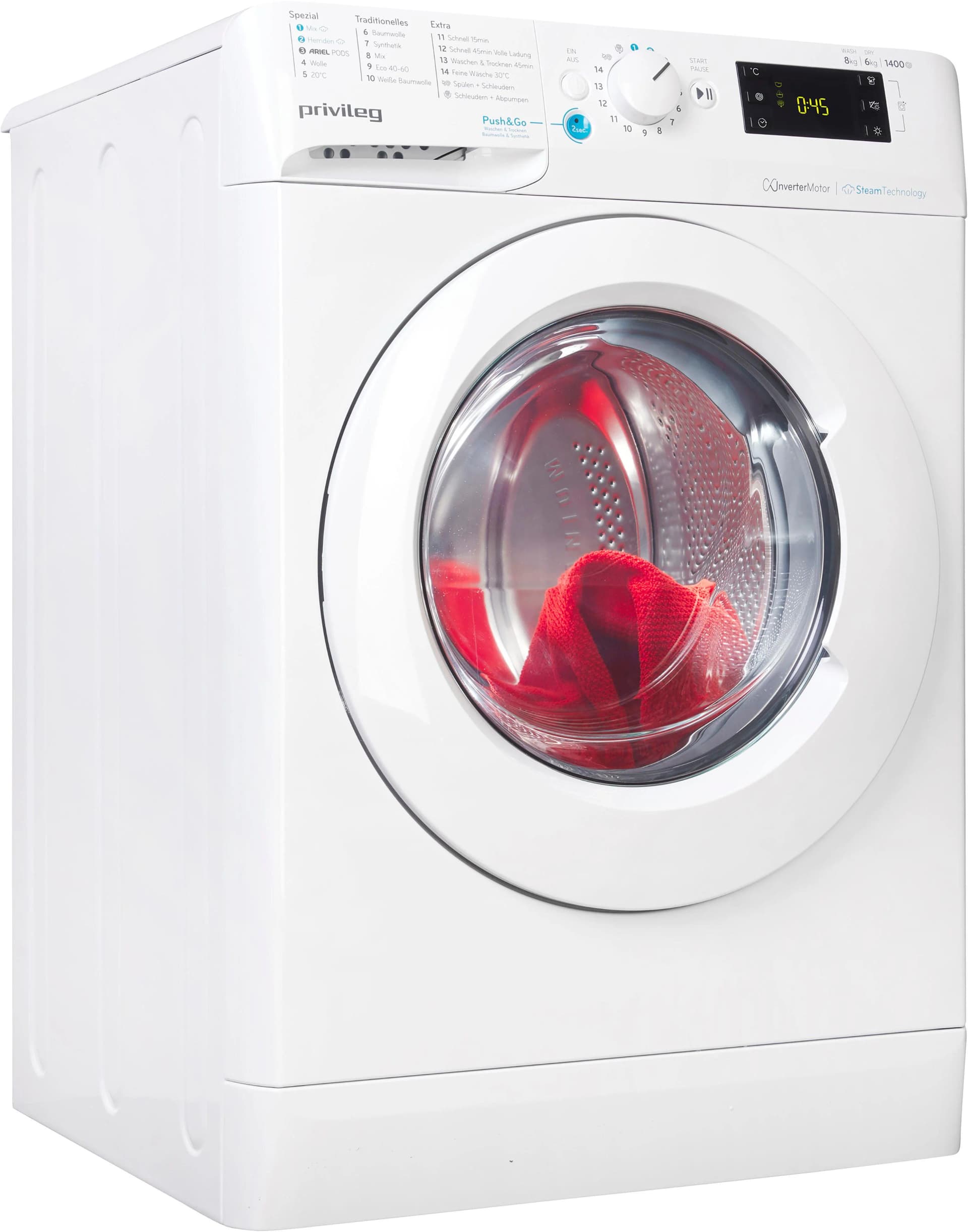 PRIVILEG Waschtrockner PWWTV X 86H69 Weiß Dynamic Inverter-Motor