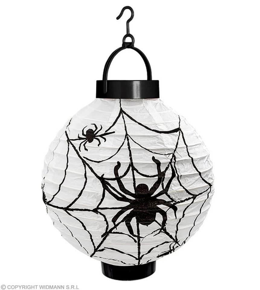 Widmann S.r.l. Deko Laterne Halloween Spinnennetz Schwarz mit LED