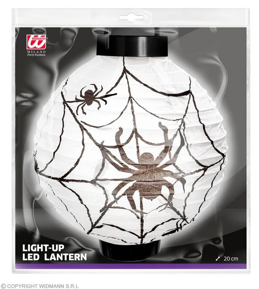Widmann S.r.l. Deko Laterne Halloween Spinnennetz Schwarz mit LED - Bild 3