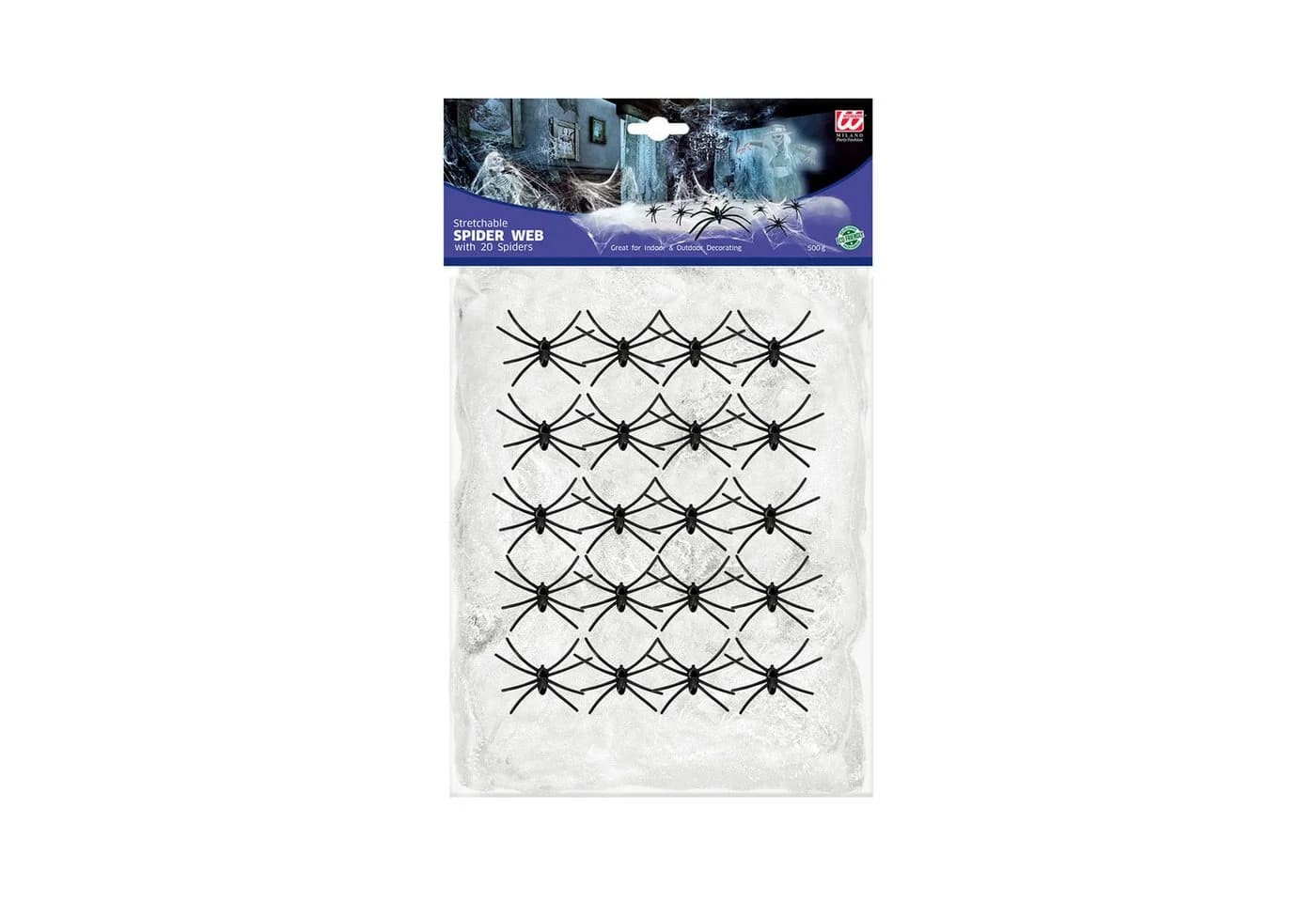 Widmann S.r.l. Dekoobjekt Halloween Spinnennetz mit 20 Spinnen Weiß - Bild 2