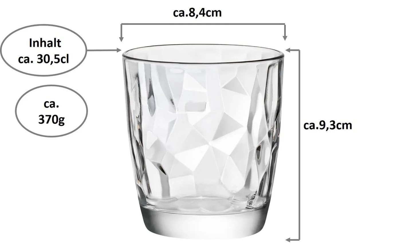 Bormioli Rocco Tumbler-Glas Diamond Transparent 305ml - Bild 5