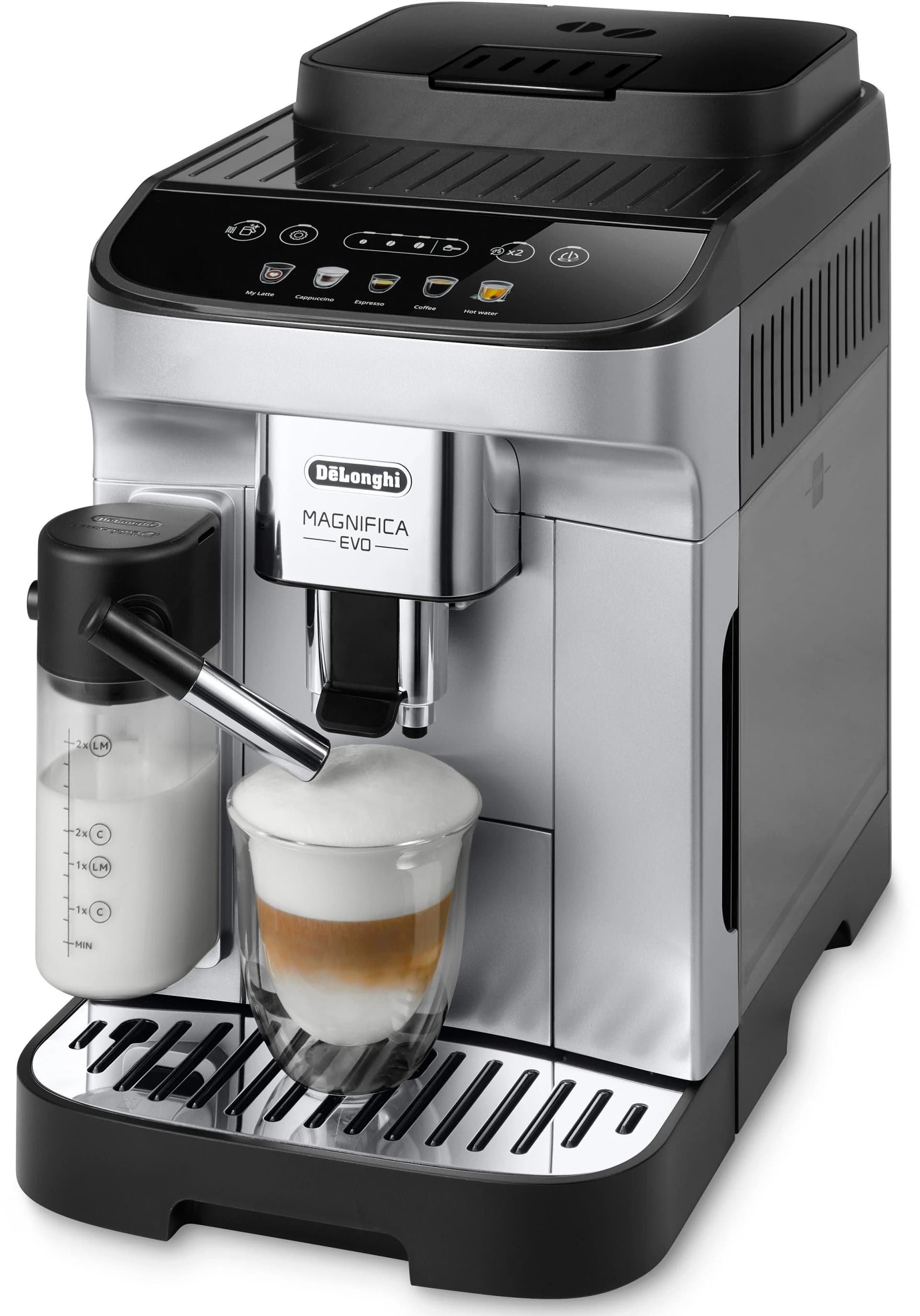 De'Longhi Magnifica Evo Kaffeevollautomat Silber/Schwarz mit LatteCrema System