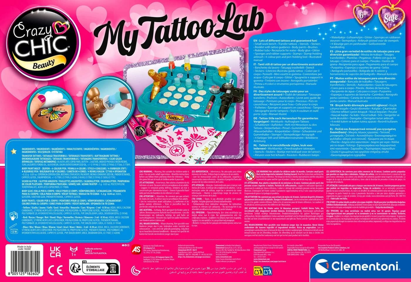 Clementoni Kreativset Crazy Chick Tattoo-Studio Bunt - Bild 3