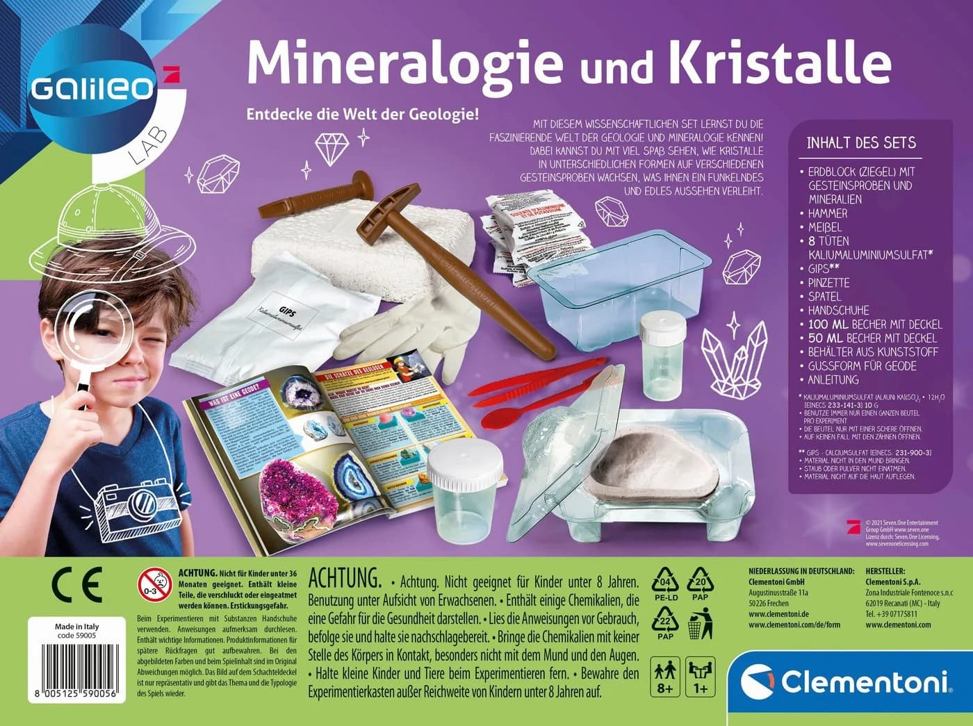 Clementoni Experimentierkasten Galileo Mineralogie und Kristalle Made in Europe - Bild 4