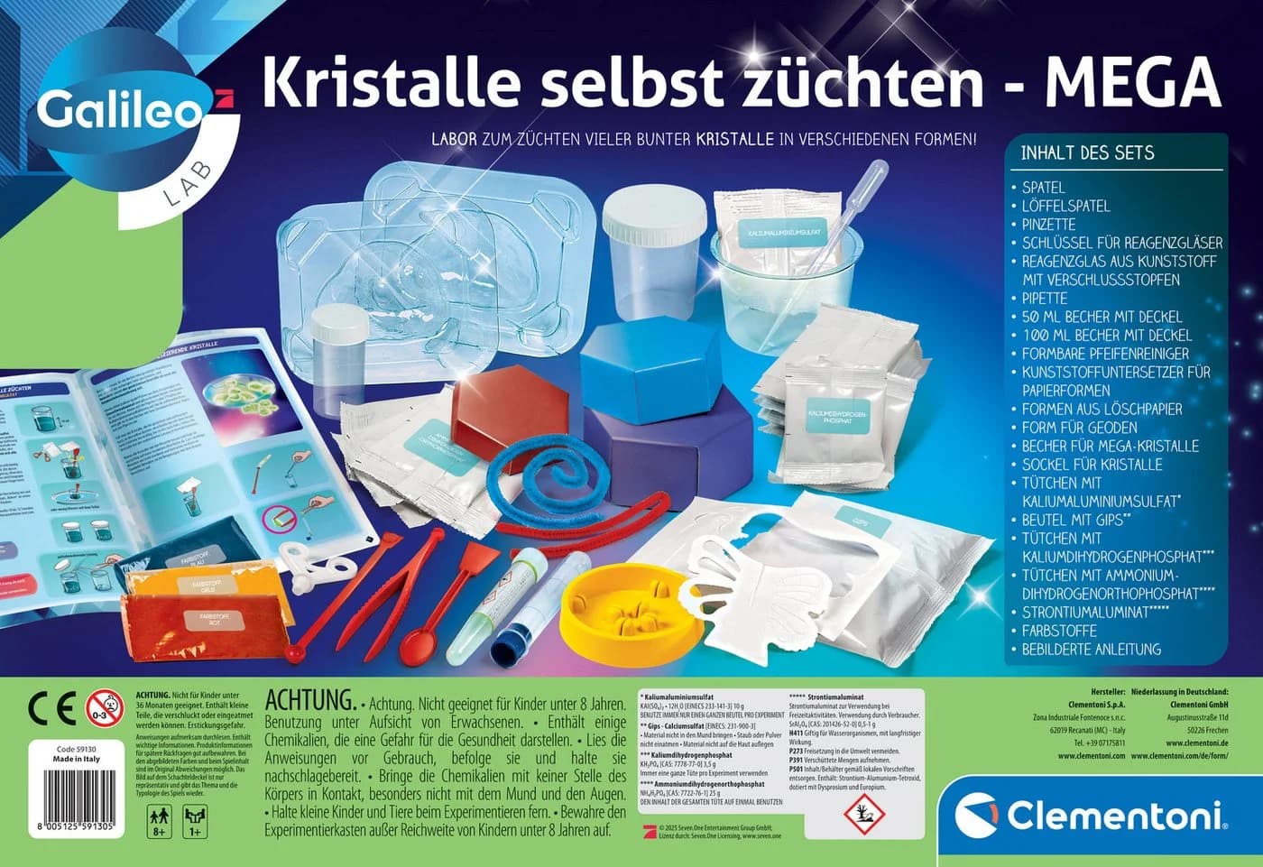 Clementoni Experimentierkasten Galileo Kristalle Züchten Mega Made in Europe