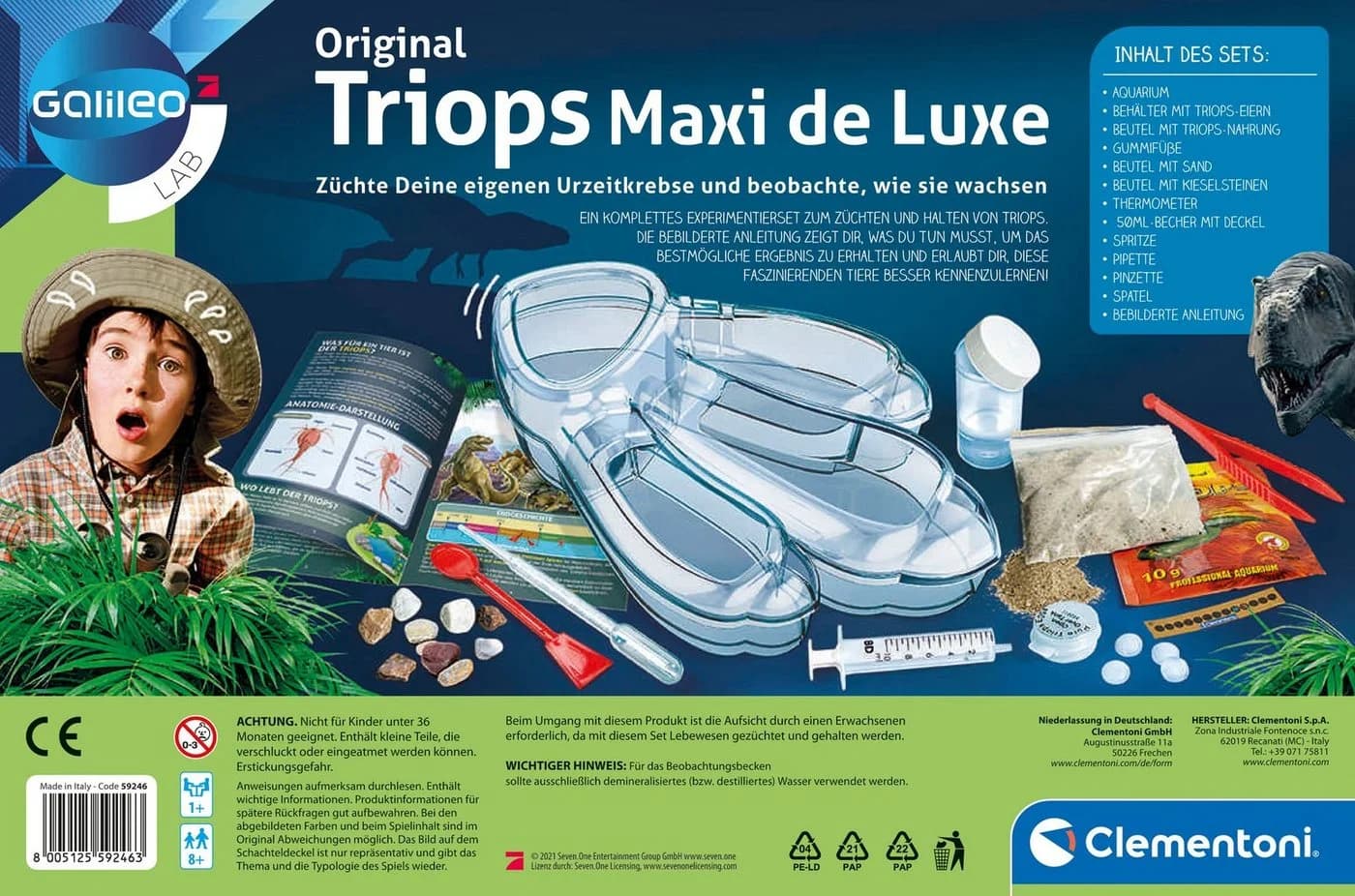 Clementoni Experimentierkasten Galileo Triops Maxi de Luxe