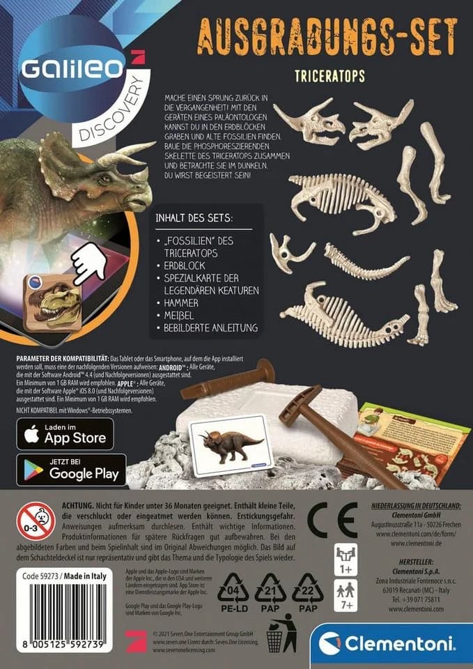 Clementoni Experimentierkasten Galileo Ausgrabungs-Set Triceratops - Bild 5