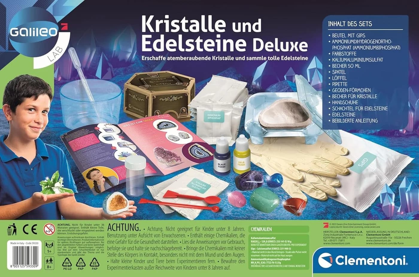Clementoni Experimentierkasten Galileo Kristalle und Edelsteine Deluxe Bunt