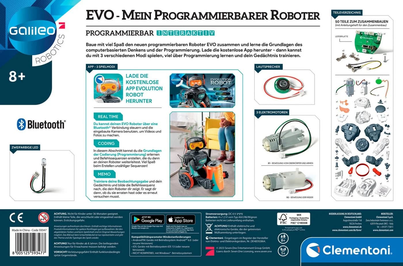 Clementoni Galileo EVO Programmierbarer Roboter Bunt Modellbausatz - Bild 3