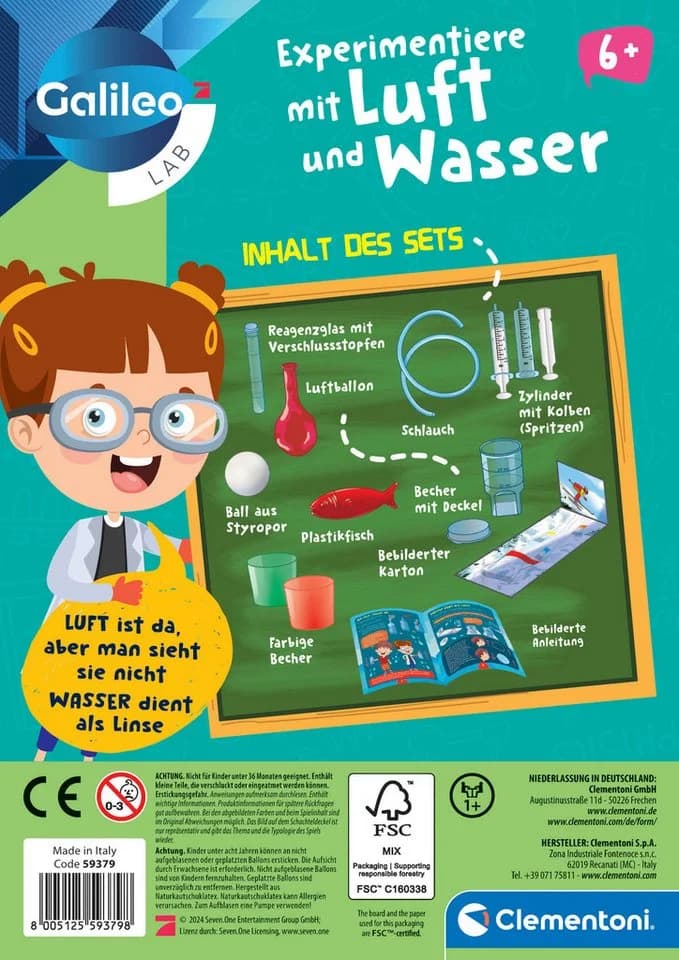 Clementoni Experimentierkasten Galileo Lab Luft Wasser Made in Europe - Bild 3