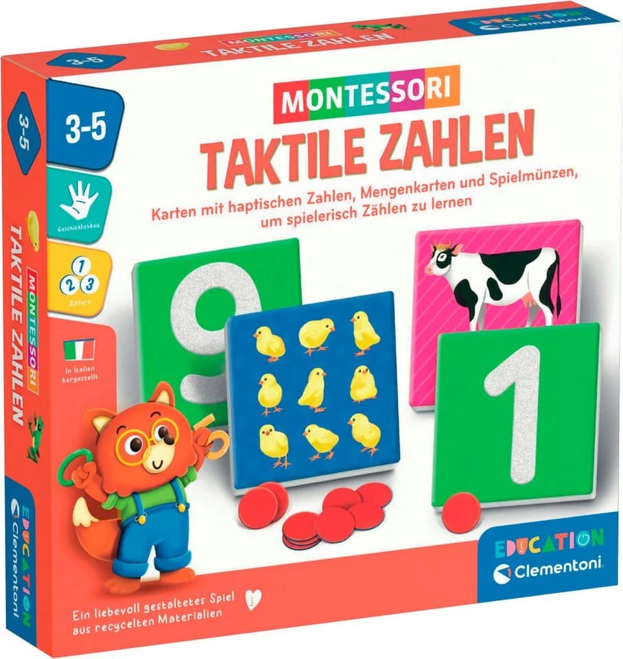 Clementoni Taktile Zahlen Montessori Lernspiel Bunt Sandpapier - Bild 2