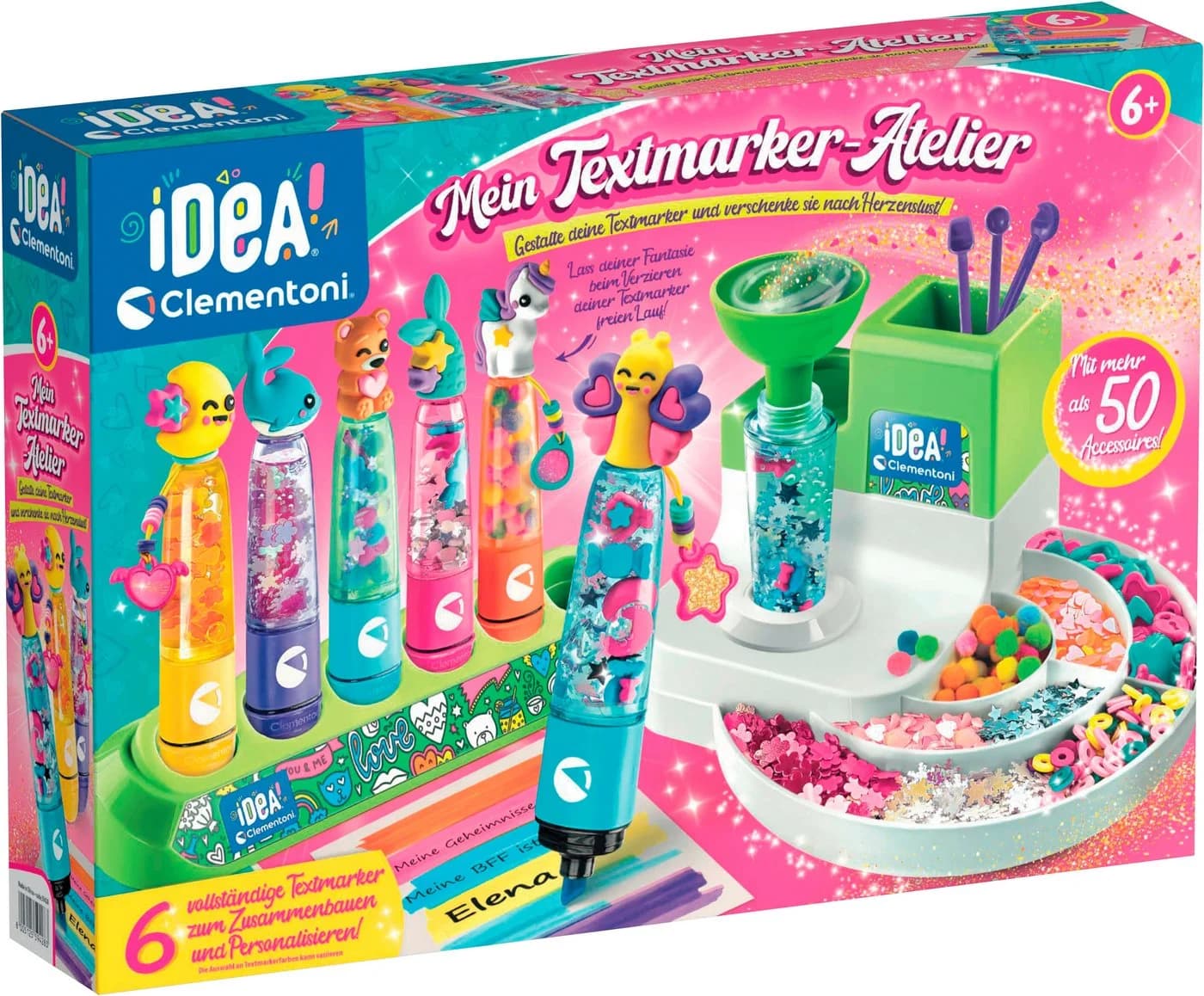 Clementoni Kreativset Idea Mein Textmarker-Atelier Bunt Made in Europe