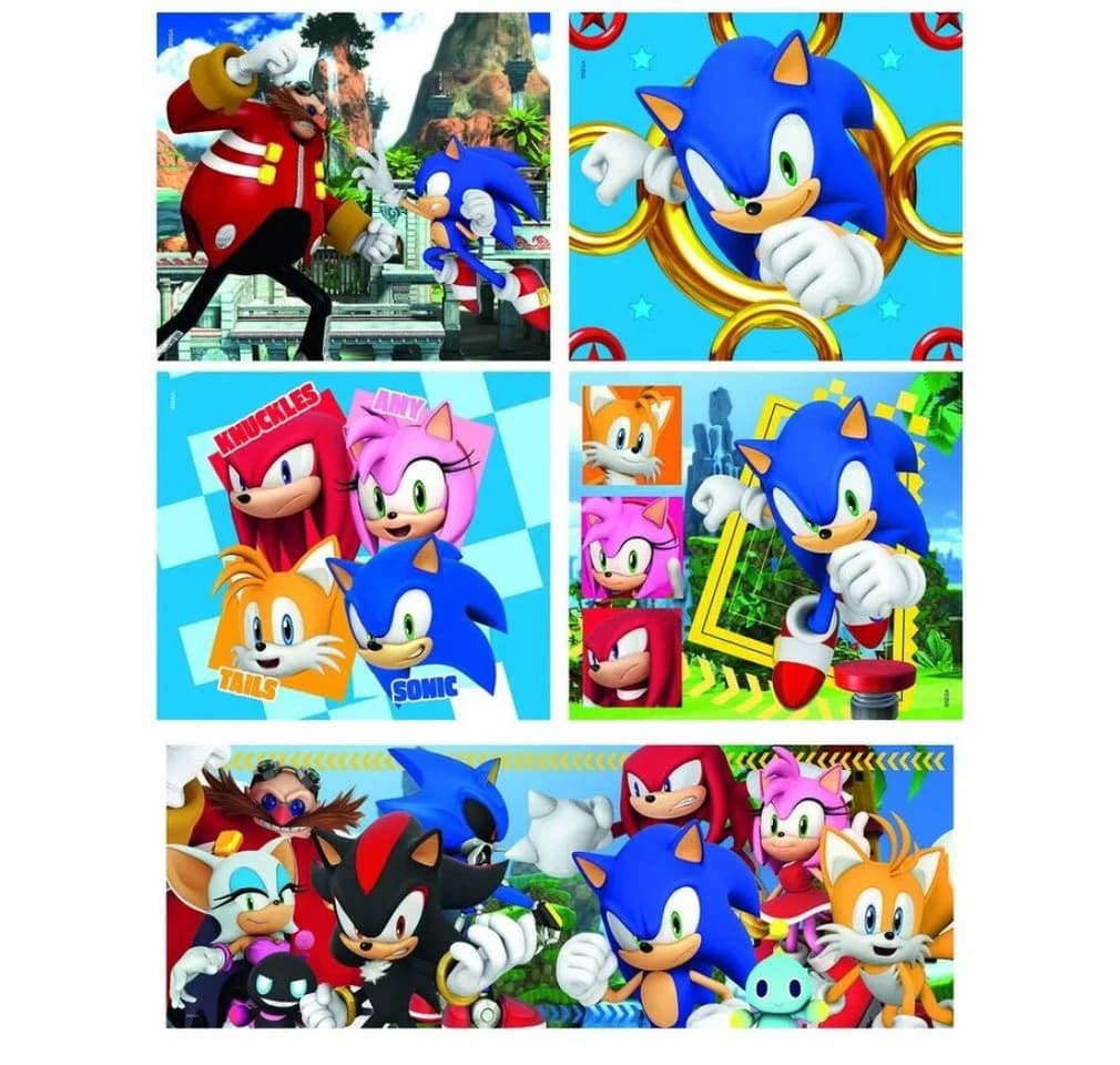 Clementoni Puzzle Sonic der Igel Heroes Rivals 10 in 1 Set Bunt
