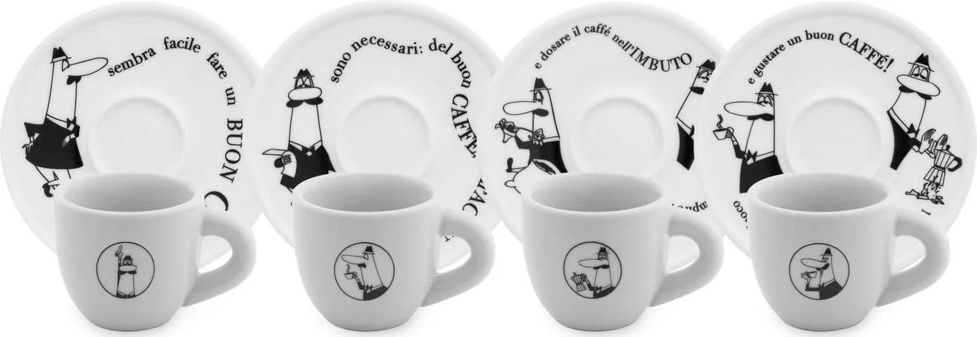 Bialetti Carosello Espressotassen Set 8-tlg. Weiß Porzellan