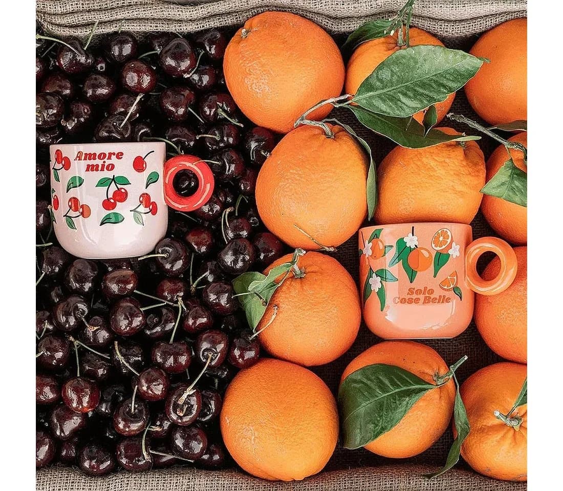 BIALETTI Kaffeebecher 2er Set 300ml Porzellan Mercato Della Fruta Bunt