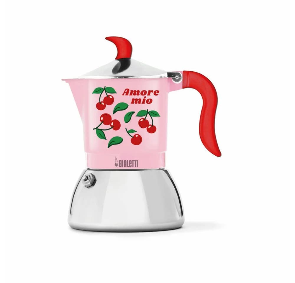 BIALETTI Espressokocher Kirschdesign 2 Tassen Induktion