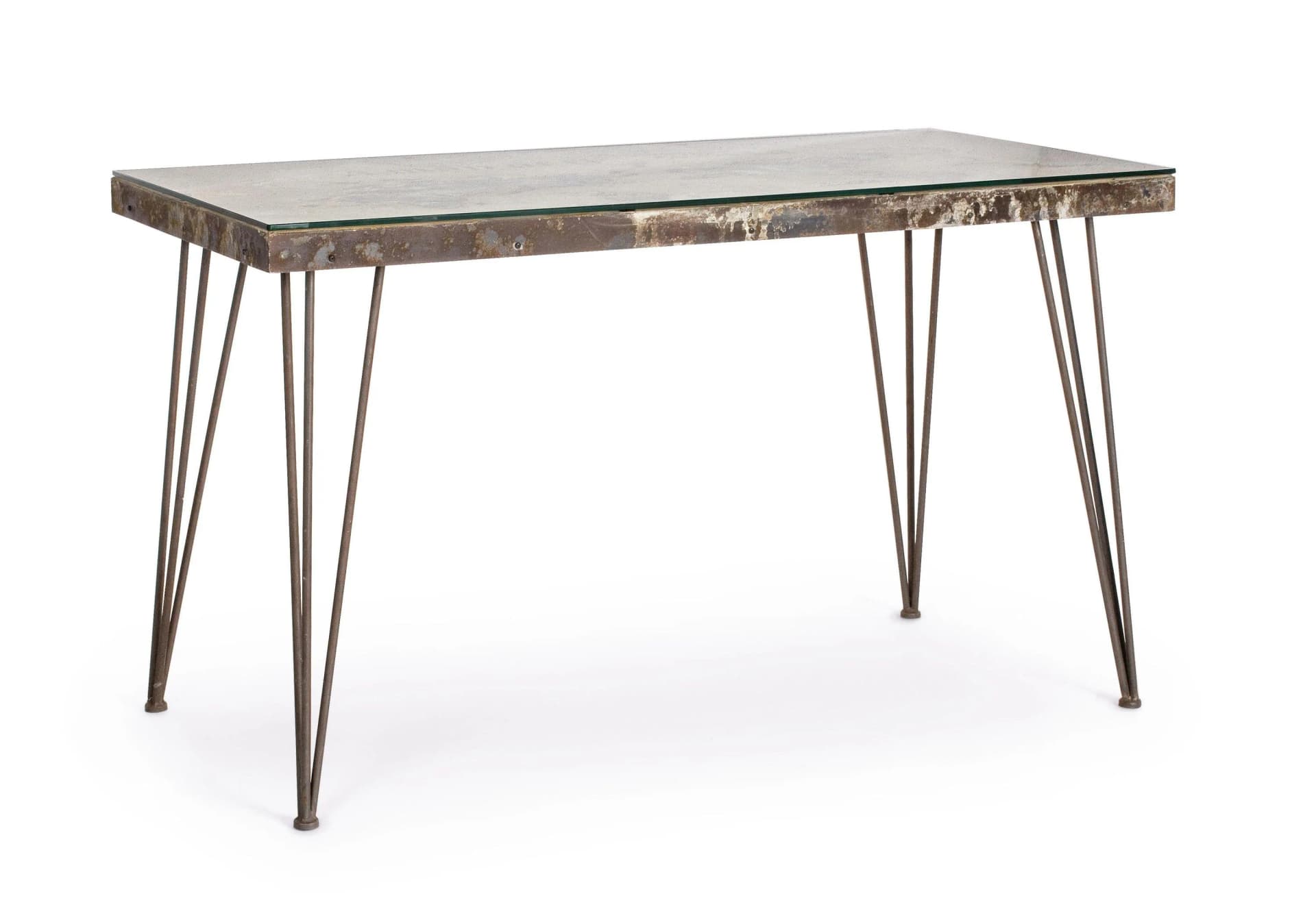 Schreibtisch ATLANTIDE Grau Stahl MDF Glas