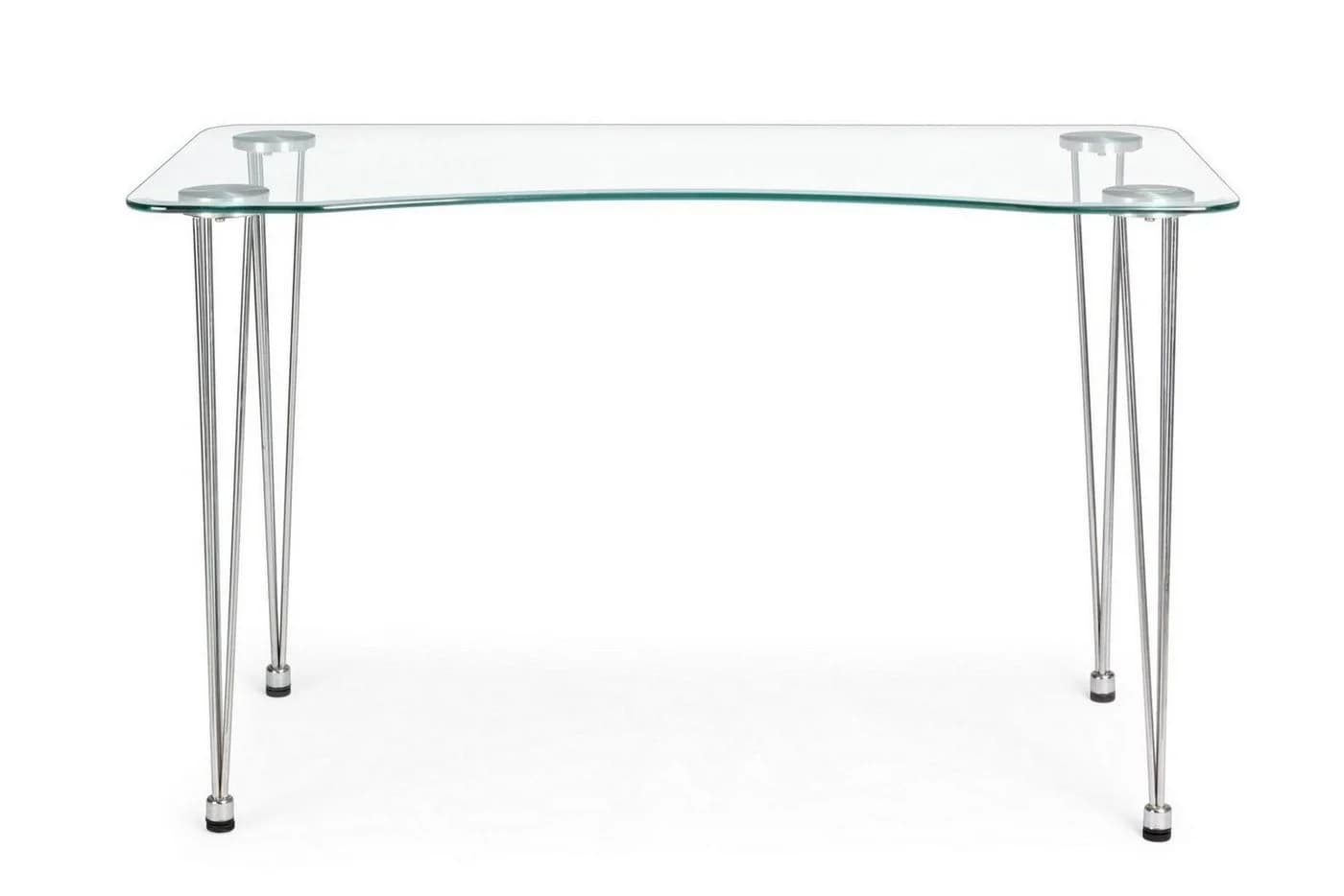 Natur24 Schreibtisch Rondon Stahl Glas Silber Transparent