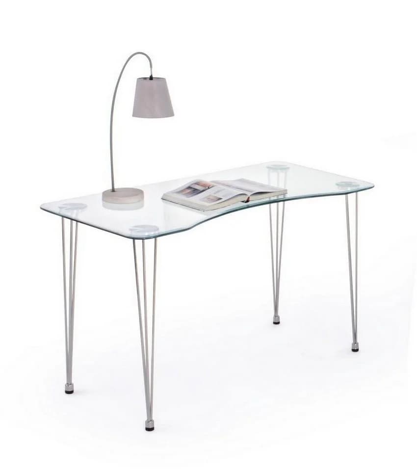 Natur24 Schreibtisch Rondon Stahl Glas Silber Transparent - Bild 3