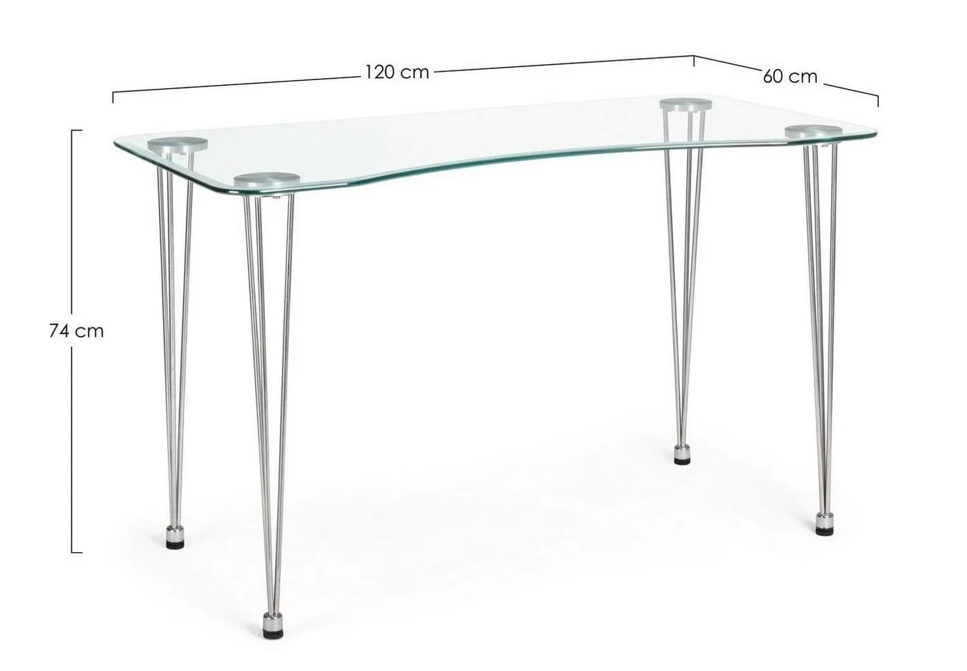 Natur24 Schreibtisch Rondon Stahl Glas Silber Transparent - Bild 5
