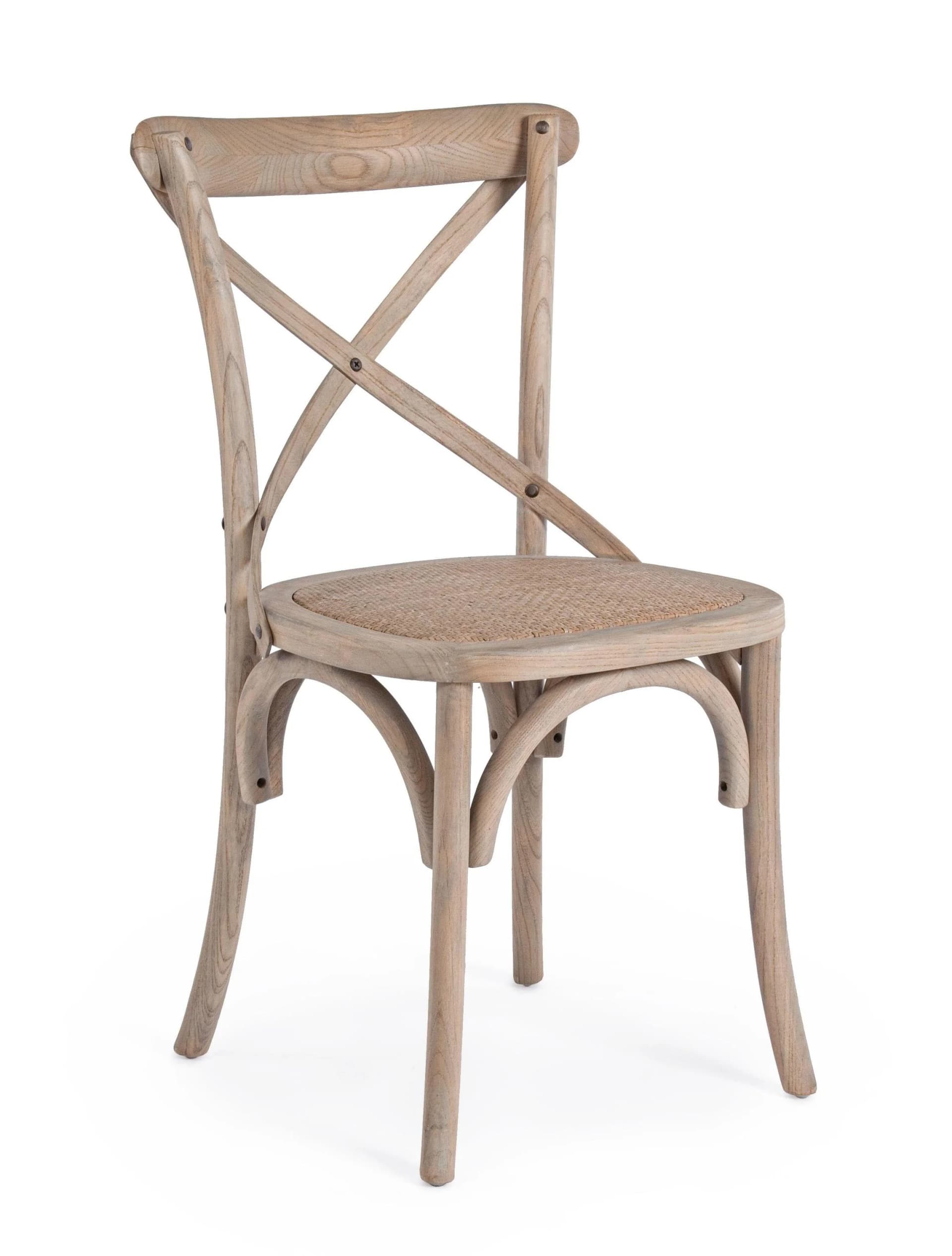 Ostermann Holzstuhl CROSS - Ulmenholz mit Naturrattan-Sitzfläche